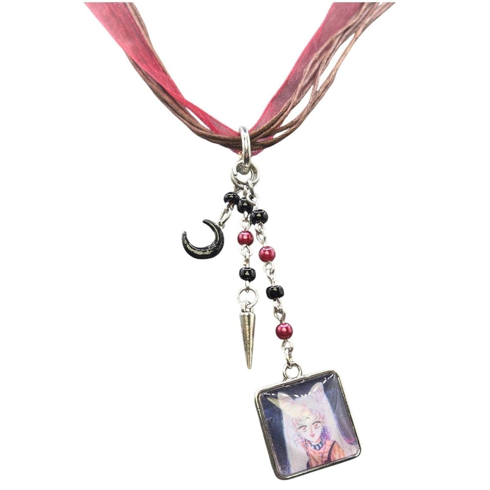 Handmade Necklace Wicked Lady Black Moon Magical School Girl Hypoallergenic